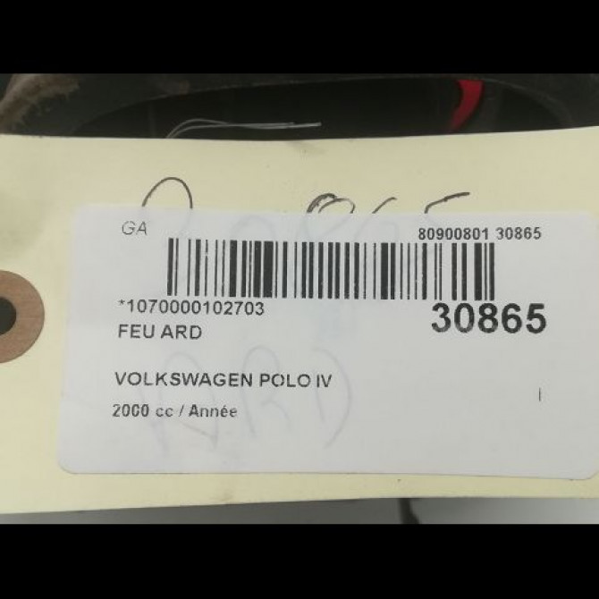 Feu arrière droit occasion VOLKSWAGEN POLO IV Phase 1 01-2002->05-2005 3