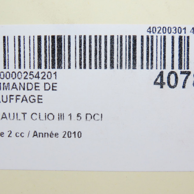 Commande de chauffage occasion RENAULT CLIO III Phase 2 03-2009->12-2014 1.5 DCI 70ch 7701070473 6