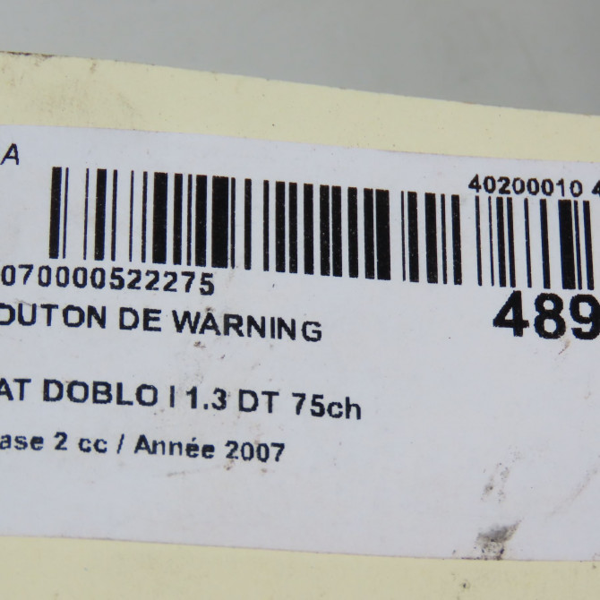 Bouton de warning occasion FIAT DOBLO I Phase 2 01-2006->12-2009 1.3 DT 75ch 735408798 5