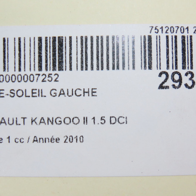 Pare-soleil gauche occasion RENAULT KANGOO II Phase 1 01-2008->03-2013 1.5 DCI 70ch 8200924099 4