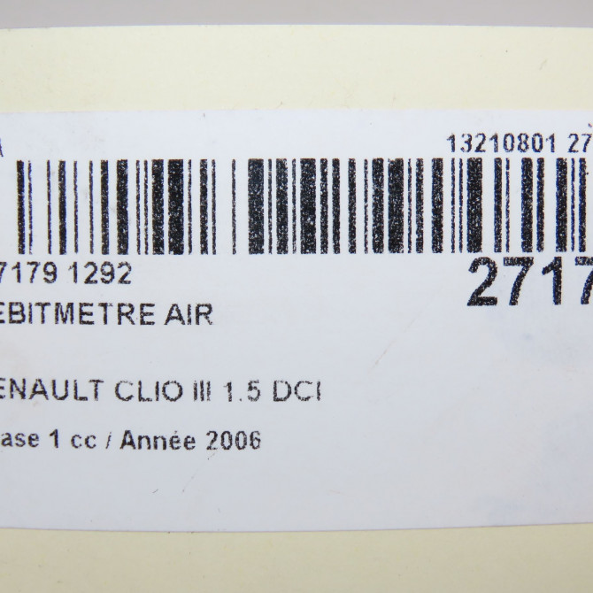 Debimetre air occasion RENAULT CLIO III Phase 1 09-2005->03-2009 1.5 DCI 70ch 8200358901B 6