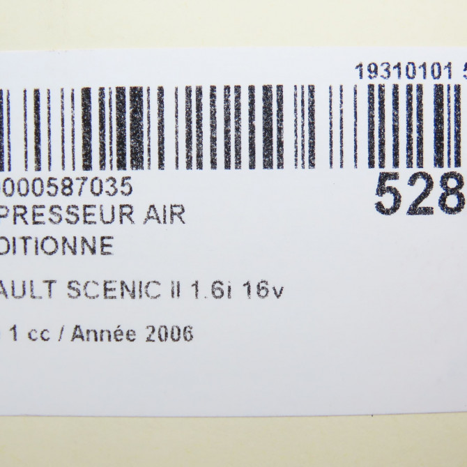 Compresseur air conditionne occasion RENAULT SCENIC II Phase 1 03-2004->09-2006 1.6i 16v 8200940837 7