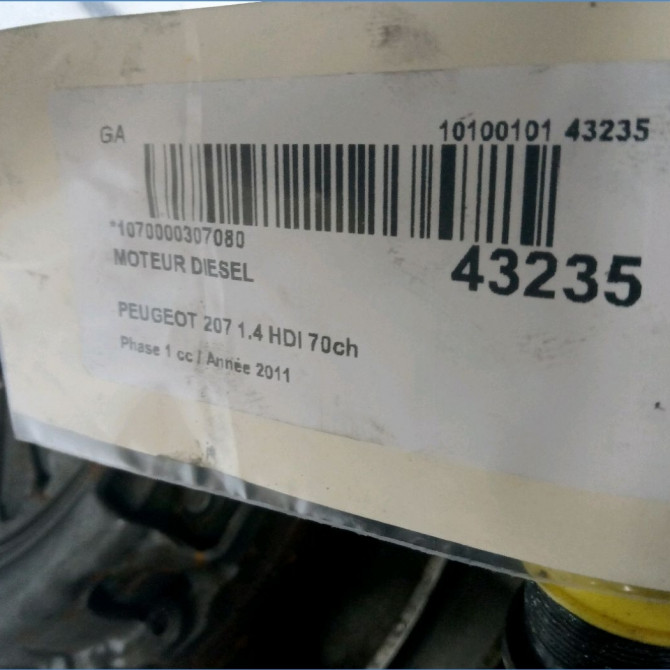 Moteur diesel occasion PEUGEOT 207 Phase 1 04-2006->06-2013 1.4 HDI 70ch 135RP 6
