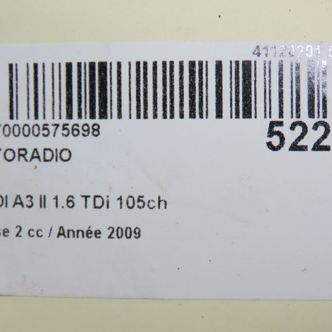 Autoradio occasion AUDI A3 II Phase 2 06-2008->07-2012 1.6 TDi 105ch 8P0057152EX 5
