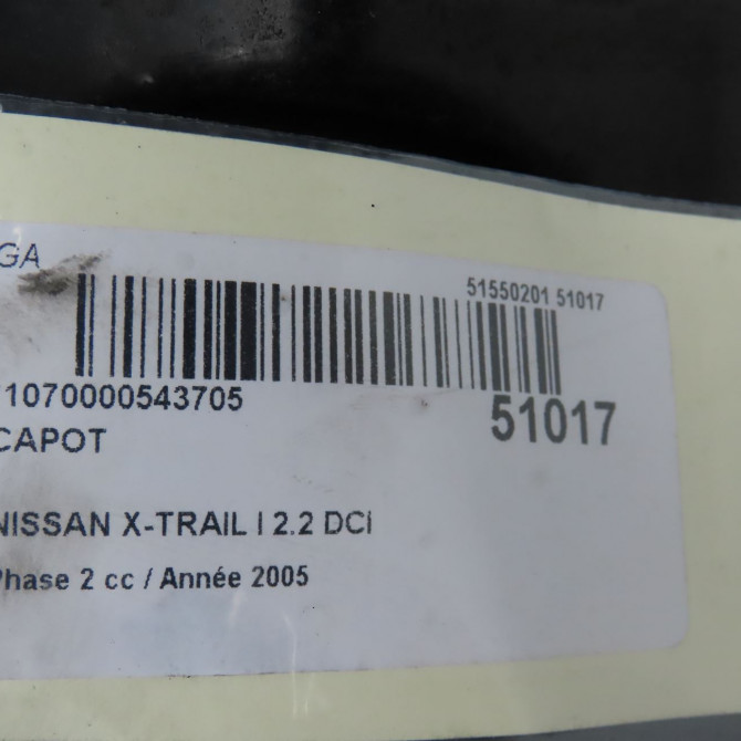 Capot occasion NISSAN X-TRAIL I Phase 2 01-2004->11-2007 2.2 DCI 6