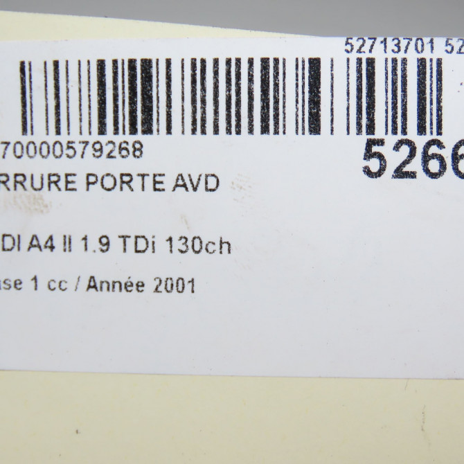 Serrure porte avd occasion AUDI A4 II Phase 1 01-2001->11-2004 1.9 TDi 130ch 8E1837016C 6