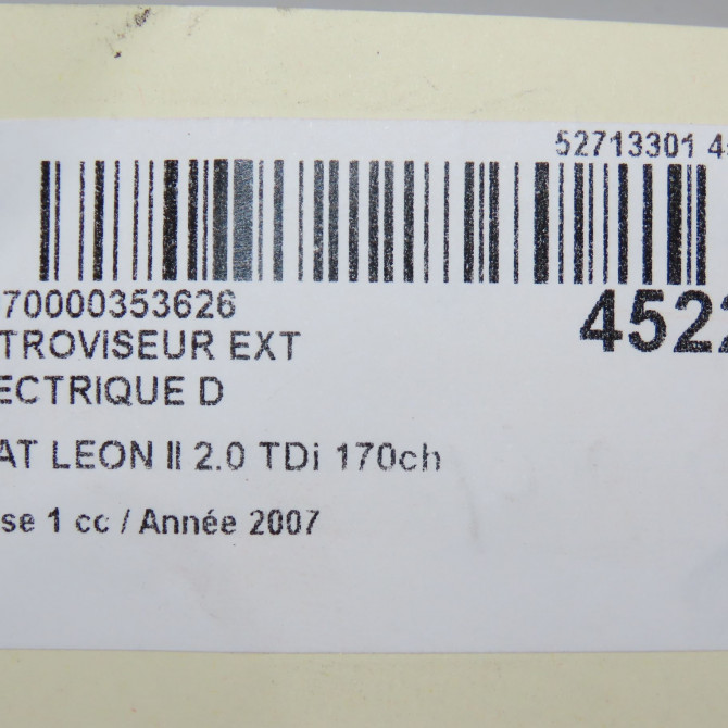 Retroviseur exterieur electrique droit occasion SEAT LEON II Phase 1 09-2005->05-2009 2.0 TDi 170ch 1P1857508A9B9 6