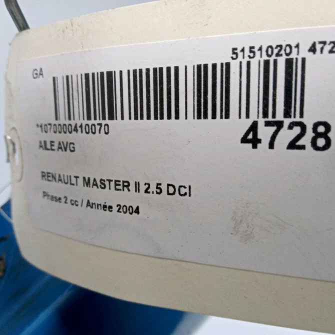 Aile avant gauche occasion RENAULT MASTER II Phase 1 09-1997->11-2003 2.8 DTI 115ch 7751475533 3