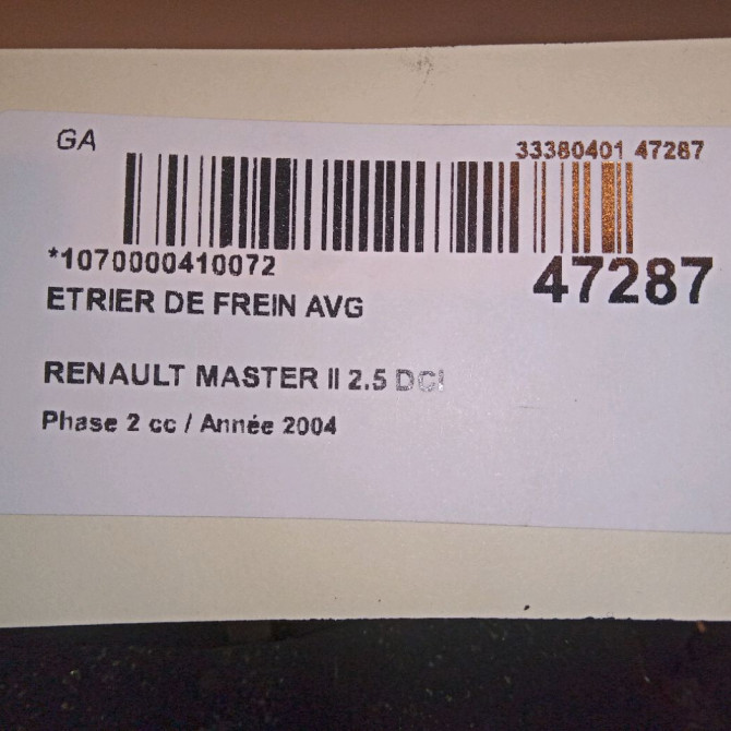 Etrier de frein avant gauche occasion RENAULT MASTER II Phase 1 09-1997->11-2003 2.8 DTI 115ch 7701208012 5