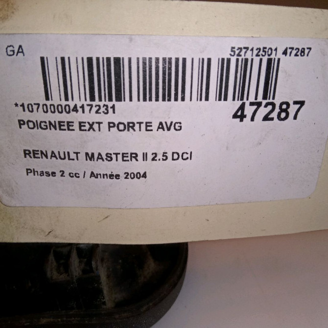 Poignee ext porte avg occasion RENAULT MASTER II Phase 1 09-1997->11-2003 2.8 DTI 115ch 7700352488 4
