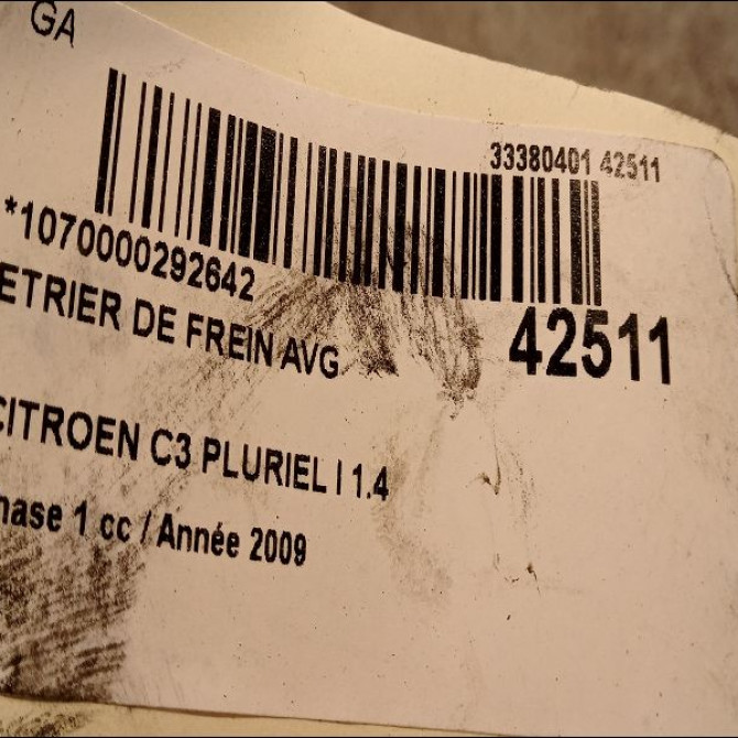Etrier de frein avant gauche occasion CITROEN C3 PLURIEL I Phase 1 04-2003->09-2008 1.4 HDi 4401E2 3