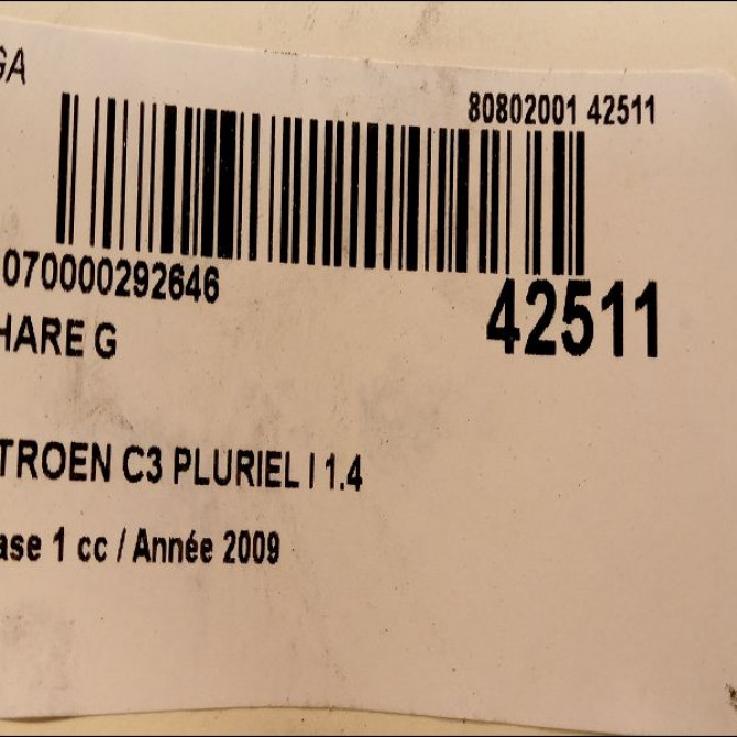 Phare gauche occasion CITROEN C3 PLURIEL I Phase 1 04-2003->09-2008 1.4 HDi 6204ZL 3