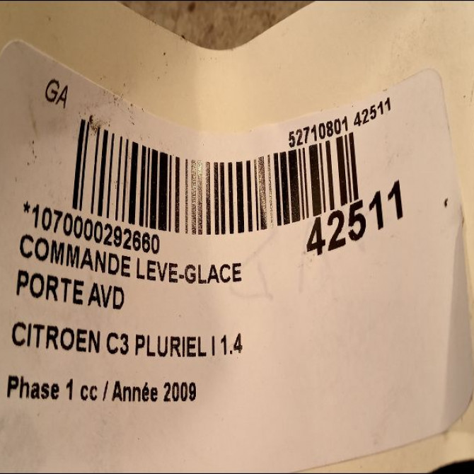 Commande lève-glace porte avant droite occasion CITROEN C3 PLURIEL I Phase 1 04-2003->09-2008 1.4 HDi 6554QX 3