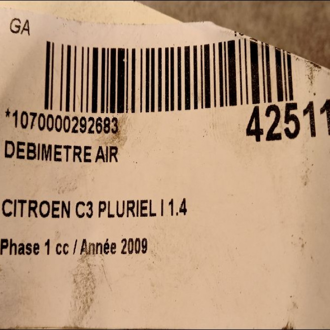 Debimetre air occasion CITROEN C3 PLURIEL I Phase 1 04-2003->09-2008 1.4 HDi 1920GG 4