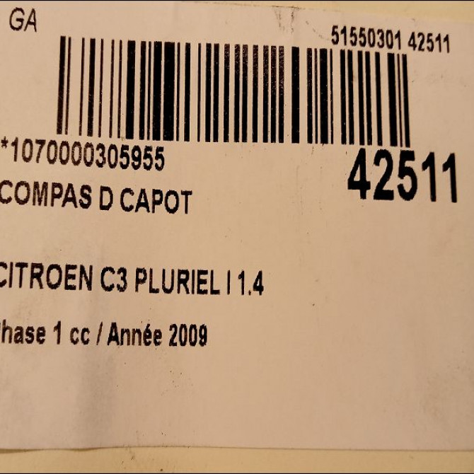 Compas d capot occasion CITROEN C3 PLURIEL I Phase 1 04-2003->09-2008 1.4 HDi 791268 4