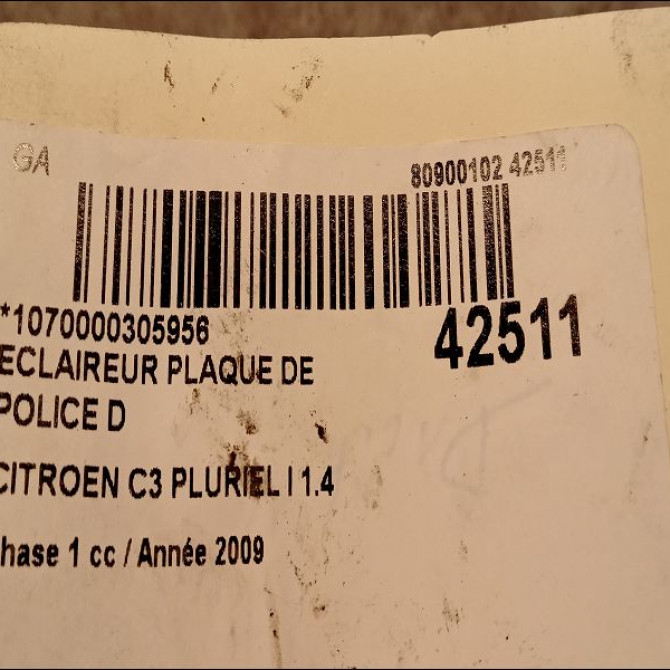Eclaireur plaque de police d occasion CITROEN C3 PLURIEL I Phase 1 04-2003->09-2008 1.4 HDi 6340G9 2