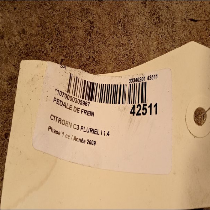 Pedale de frein occasion CITROEN C3 PLURIEL I Phase 1 04-2003->09-2008 1.4 HDi 4501S5 2