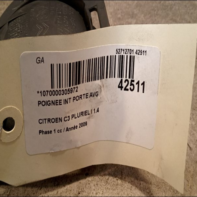 Poignee int porte avg occasion CITROEN C3 PLURIEL I Phase 1 04-2003->09-2008 1.4 HDi 9143N1 2