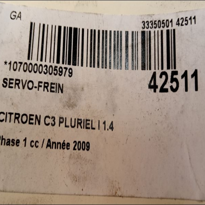 Servo-frein occasion CITROEN C3 PLURIEL I Phase 1 04-2003->09-2008 1.4 HDi 4535Y2 3