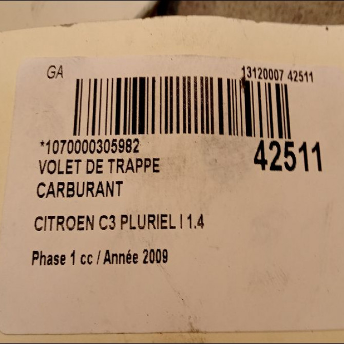 Volet de trappe carburant occasion CITROEN C3 PLURIEL I Phase 1 04-2003->09-2008 1.4 HDi 1517A2 2