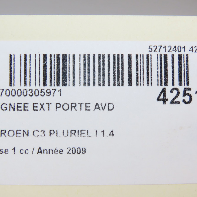 Poignee ext porte avd occasion CITROEN C3 PLURIEL I Phase 1 04-2003->09-2008 1.4 HDi 9101W8 4