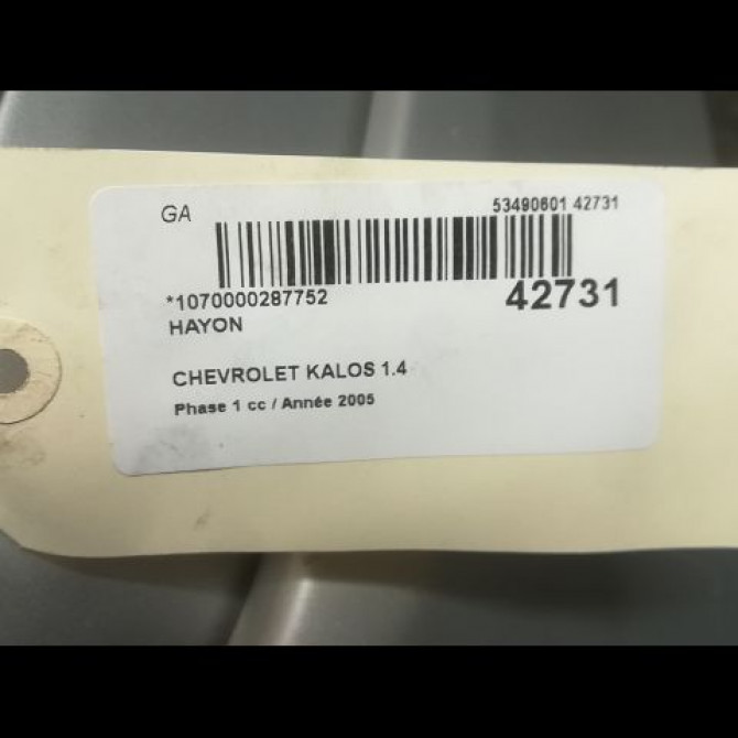 Hayon occasion CHEVROLET KALOS Phase 1 03-2005->05-2008 1.4 85ch 96540838 2
