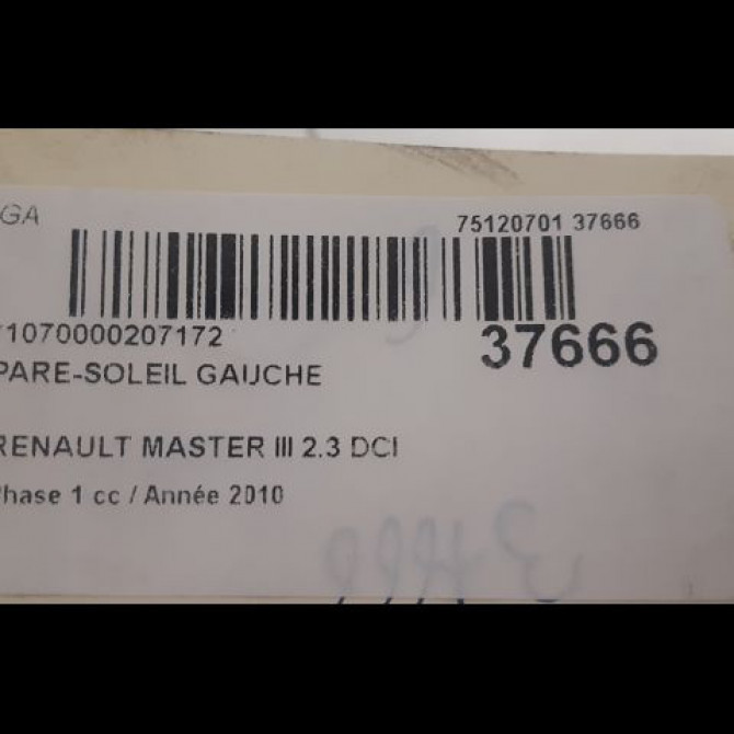 Pare-soleil gauche occasion RENAULT MASTER III Phase 1 04-2010->... 2.3 DCI 125ch 964010087R 3