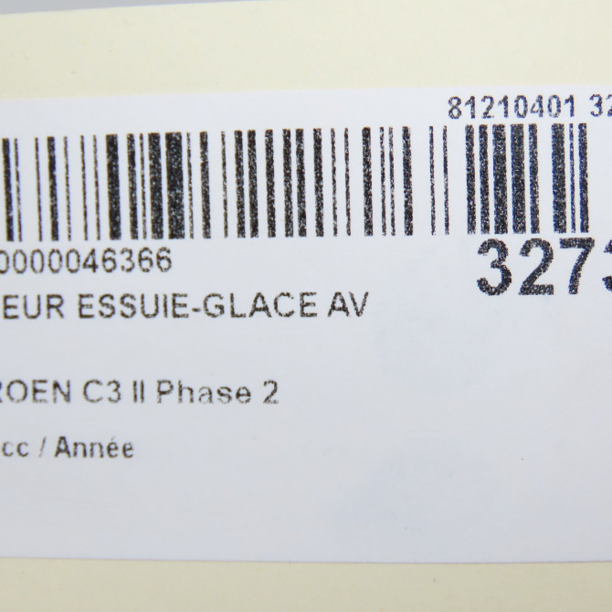 Moteur essuie-glace avant occasion CITROEN C3 II Phase 2 03-2013->12-2016 6405QC 8