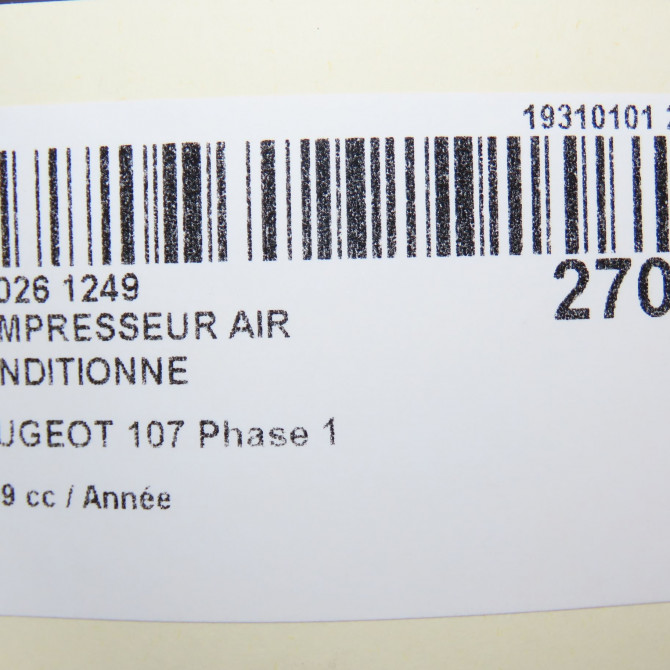 Compresseur air conditionne occasion PEUGEOT 107 Phase 1 06-2005->12-2008 6453RJ 7