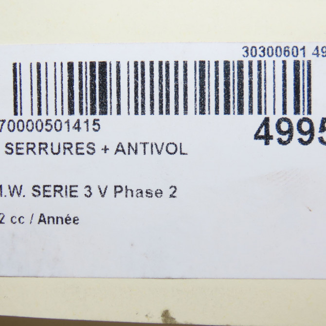 Kit serrures + antivol occasion B.M.W. SERIE 3 V 655800375HAIF 6
