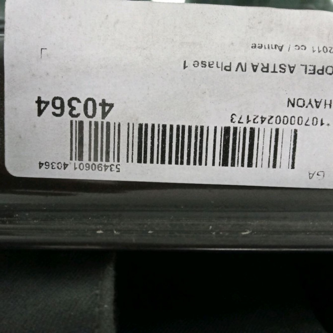 Hayon occasion OPEL ASTRA IV Phase 1 01-2010->06-2012 13372624 2