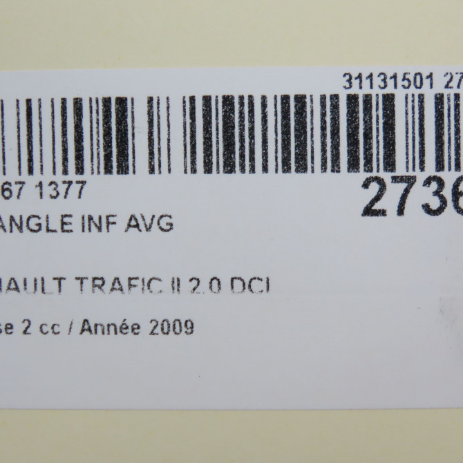 Triangle inf avg occasion RENAULT TRAFIC II Phase 2 08-2006->... 2.0 DCI 115ch 545058162R 4