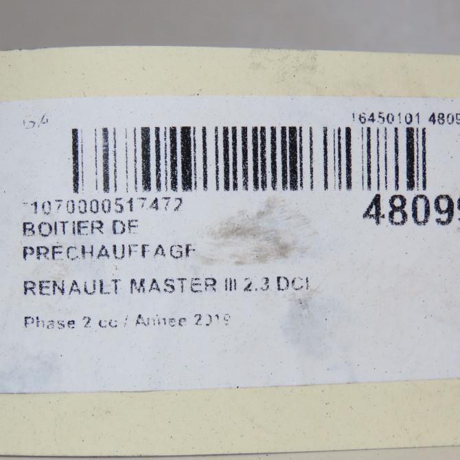 Boitier de préchauffage occasion RENAULT MASTER III Phase 2 06-2014->... 2.3 DCI 130ch 110678071R 5