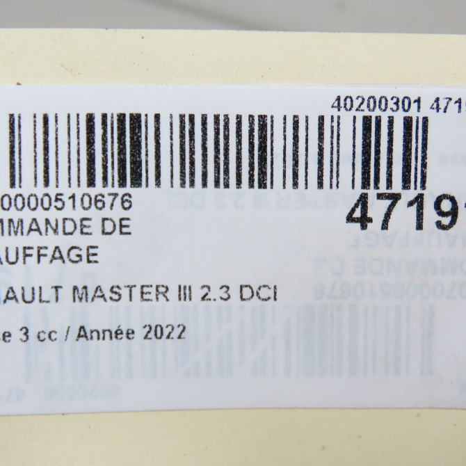 Commande de chauffage occasion  275106521R 5