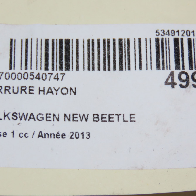 Serrure hayon occasion VOLKSWAGEN NEW BEETLE II phase 1 09-2011->... 1.6 TDI 105ch 5G6827505B9B9 5