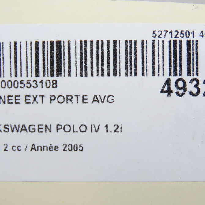 Poignee ext porte avg occasion VOLKSWAGEN POLO IV Phase 2 05-2005->09-2009 1.2i 65ch 3B0837207F3FZ 4