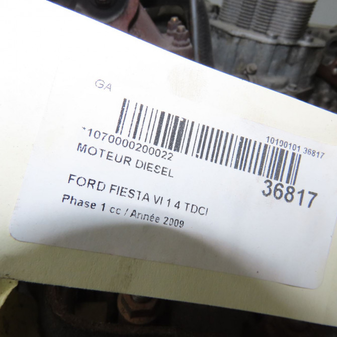 Moteur diesel occasion FORD FIESTA VI Phase 1 10-2008->11-2012 1.4 TDCI 68ch 1484408 5