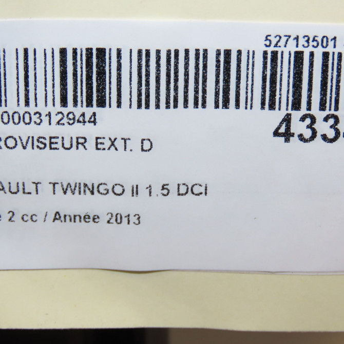Retroviseur exterieur manuel droit occasion RENAULT TWINGO II Phase 2 12-2011->12-2014 1.5 DCI 75ch 963014304R 5