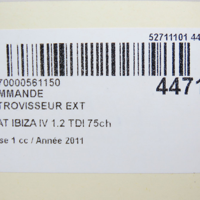 Commande retroviseur exterieur electrique gauche occasion SEAT IBIZA IV Phase 1 05-2008->01-2012 1.2 TDI 75ch 6J1959565EWHI 6