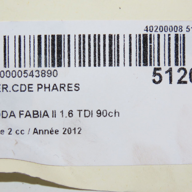 Interrupteur commande de phares occasion SKODA FABIA II Phase 2 03-2010->12-2014 1.6 TDI 90ch 5