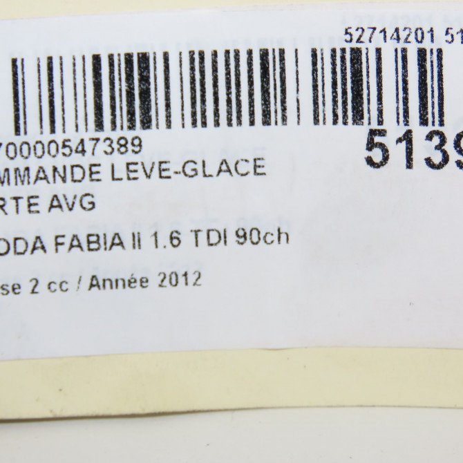 Commande lève-glace porte avant gauche occasion SKODA FABIA II Phase 2 03-2010->12-2014 1.6 TDI 90ch 5