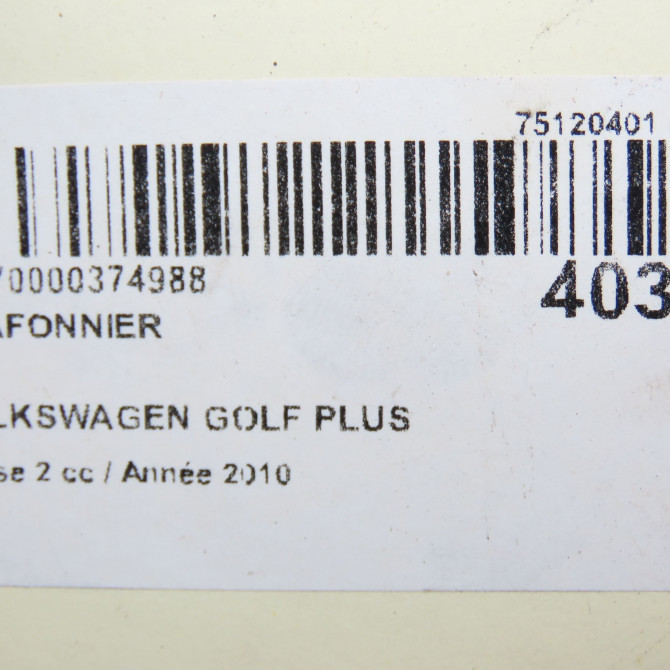 Plafonnier occasion VOLKSWAGEN GOLF PLUS Phase 1 04-1995->04-1999 1.6 TDI 105ch 3C0947291FY20 5