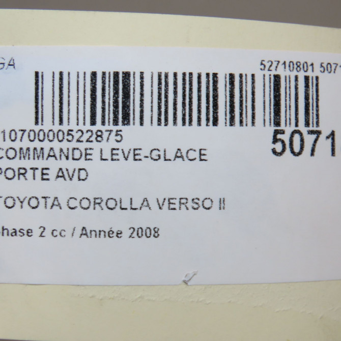 Commande lève-glace porte avant droite occasion TOYOTA COROLLA VERSO II phase 2 06-2007->05-2009 2.2D 136ch 848100F010 8