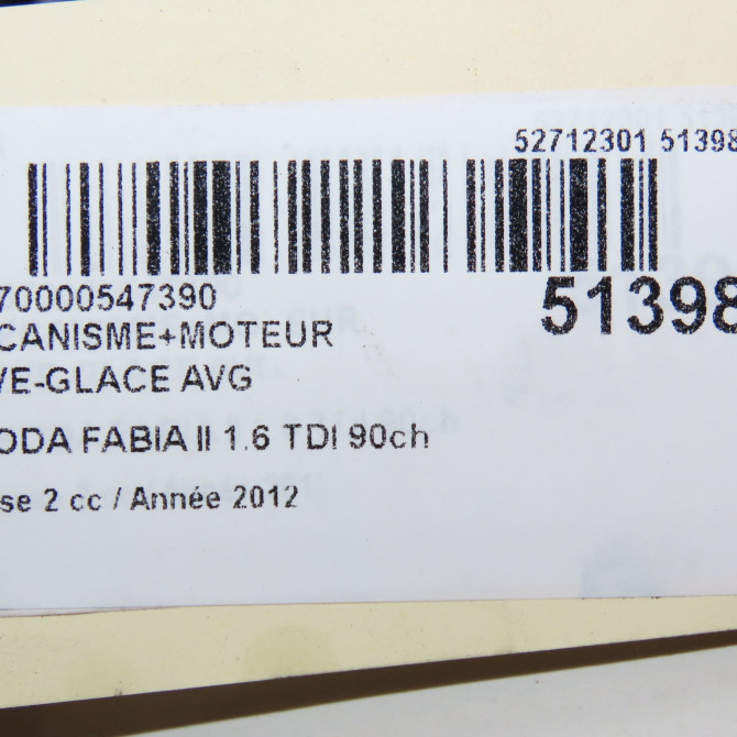 Mecanisme+moteur leve-glace avg occasion SKODA FABIA II Phase 2 03-2010->12-2014 1.6 TDI 90ch 5J4837461 4