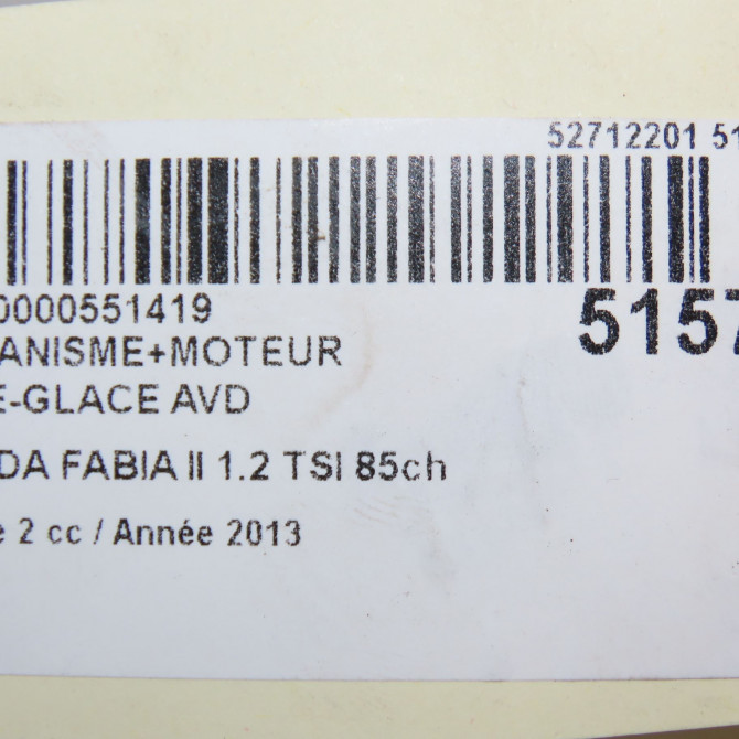 Mecanisme + moteur lève-glace avant droit occasion SKODA FABIA II Phase 2 03-2010->12-2014 1.2 TSI 85ch 5J4837462 8
