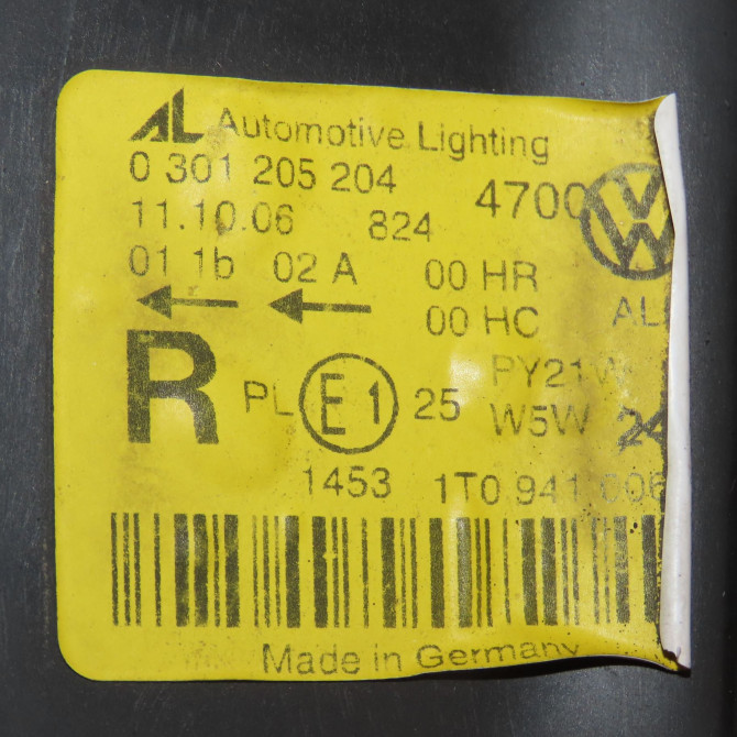 Phare droit occasion VOLKSWAGEN TOURAN I Phase 2 11-2006->09-2010 2.0TDi 16v 140ch 4