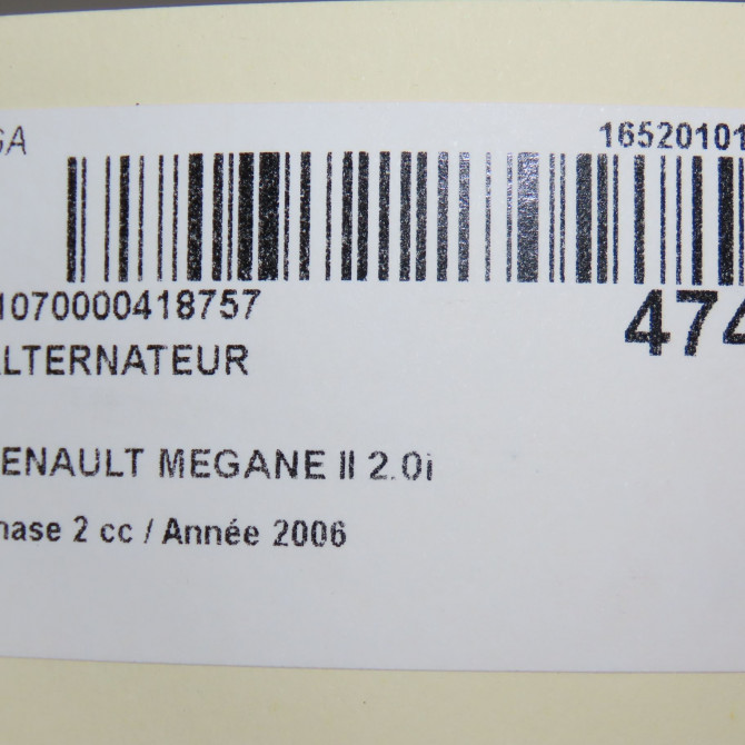 Alternateur occasion RENAULT MEGANE II Phase 2 01-2006->06-2009 2.0i 225ch 8200538408 7