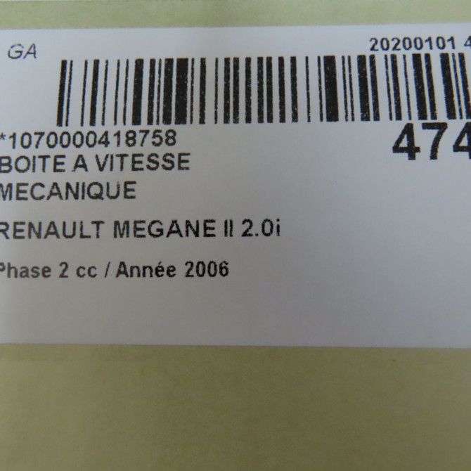 Boîte à vitesse mecanique occasion RENAULT MEGANE II Phase 2 01-2006->06-2009 2.0i 225ch 7701717850 6