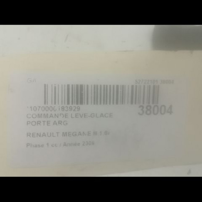 Commande leve-glace porte arrière gauche occasion RENAULT MEGANE III Phase 1 11-2008->01-2012 1.6i 16v 110ch 3