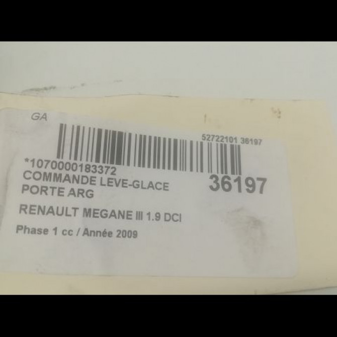 Commande leve-glace porte arrière gauche occasion RENAULT MEGANE III Phase 1 11-2008->01-2012 1.9 DCI 130ch 3